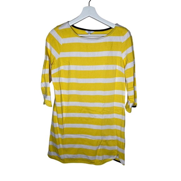 Crown and Ivy Dress Womens Size Medium Mini Yellow White Striped Casual Cotton - Picture 1 of 12